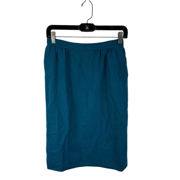 Vintage Pendleton Wool Midi Skirt Teal Size 8 Fits Approx 26 Inch Waist - Picture 1 of 9